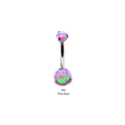 Invictus Internally Threaded Titanium Opal Prong Set Navel