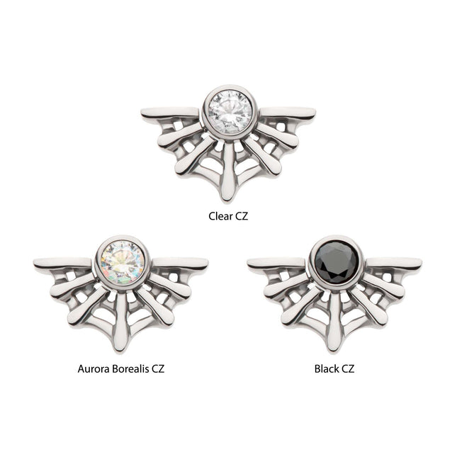 Invictus Titanium Internally Threaded Bezel Set CZ Spiderweb