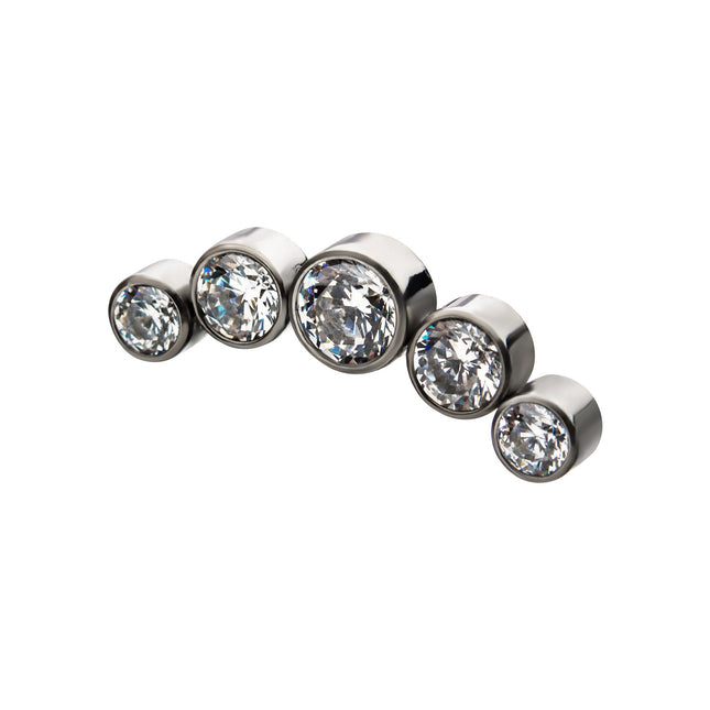 Invictus 5pcs Bezel Set Titanium Internally Threaded Top. Clear Crystal