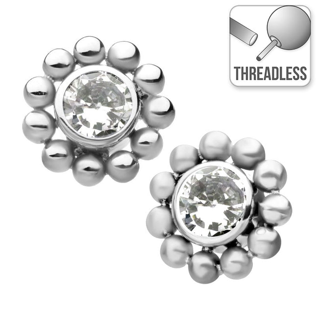 Invictus Threadless Titanium Beaded Edge Jewelled Cluster