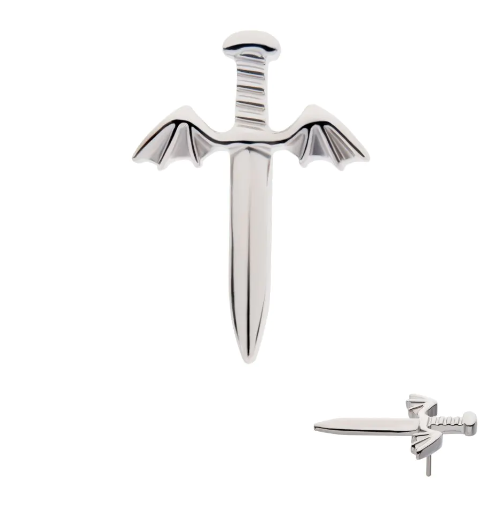 Titanium Threadless Dagger with Bat Wing Top