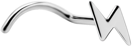 Titanium Angled Lightening Flash Nose Stud