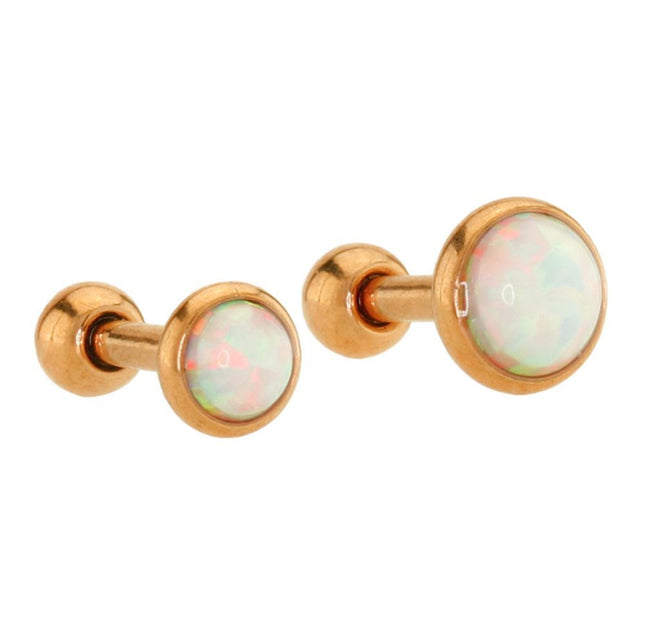 Rose Gold Plated Opal Cabochon Disc Barbell