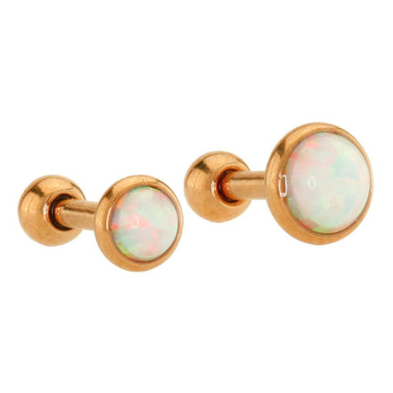 Rose Gold Plated Opal Cabochon Disc Barbell