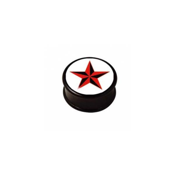 Ikon Plug White/Black/Red Five Pointed Star