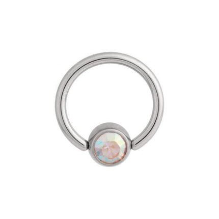 Titanium Highline Flat Back Jewelled Ball Closure Ring