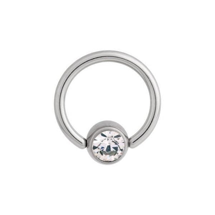 Titanium Highline Flat Back Jewelled Ball Closure Ring