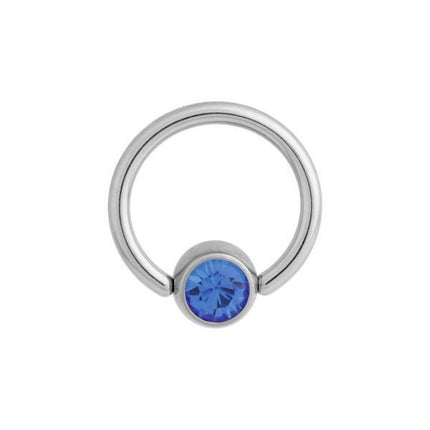 Titanium Highline Flat Back Jewelled Ball Closure Ring