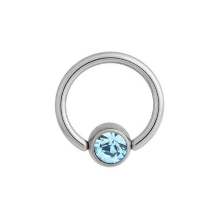 Titanium Highline Flat Back Jewelled Ball Closure Ring