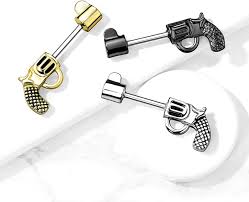 Steel Large Revolver Nipple Barbell : 1.6mm (14ga) x 12mm x Bright Gold