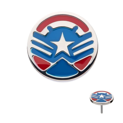 Invictus Titanium Threadless Enamel Marvel Captain America Sam Wilson Top