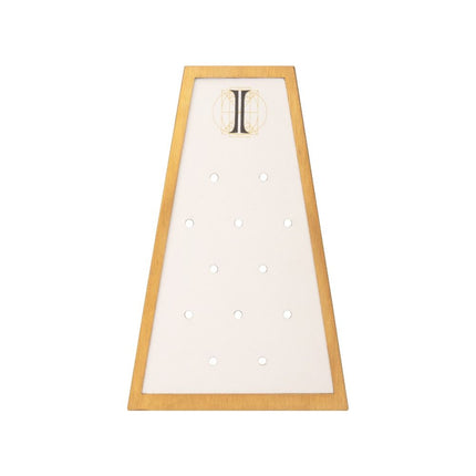 Invictus Satin Brass Frame on White Leatherette with 12-BJ Clip Hole Empty Display for 14Kt Gold Jewelry