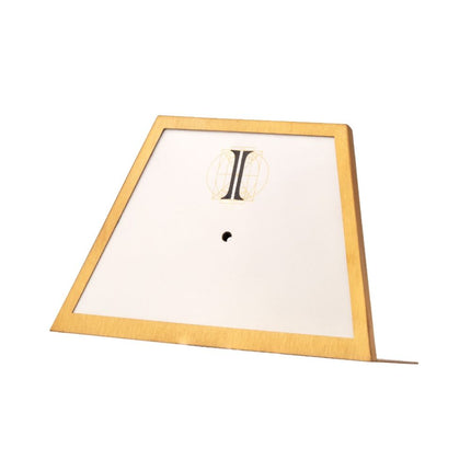 Invictus Satin Brass Frame on White Leatherette with 1-BJ Clip Hole Empty Display for 14Kt Gold Jewelry
