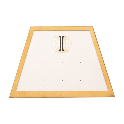 Invictus Satin Brass Frame on White Leatherette with 6-Pin Hole Empty Display for 14Kt Gold Threadless Tops