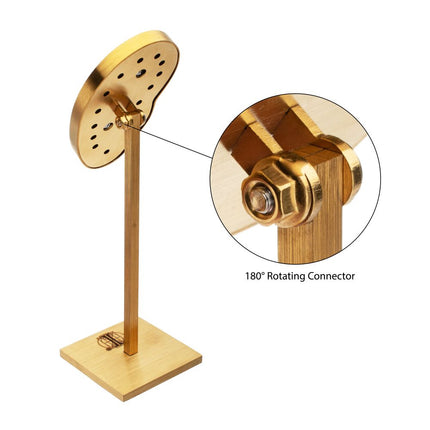 Invictus Satin Brass Frame on White Leatherette with 2-BJ Clip & 14-Pin Hole, Left & Right Empty Ear Display Stands