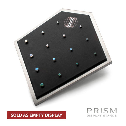 Invictus Brushed Titanium Prism Frame on Black Leatherette with 14-Pin Hole Empty Display Stand for Titanium Threadless Threaded Tops