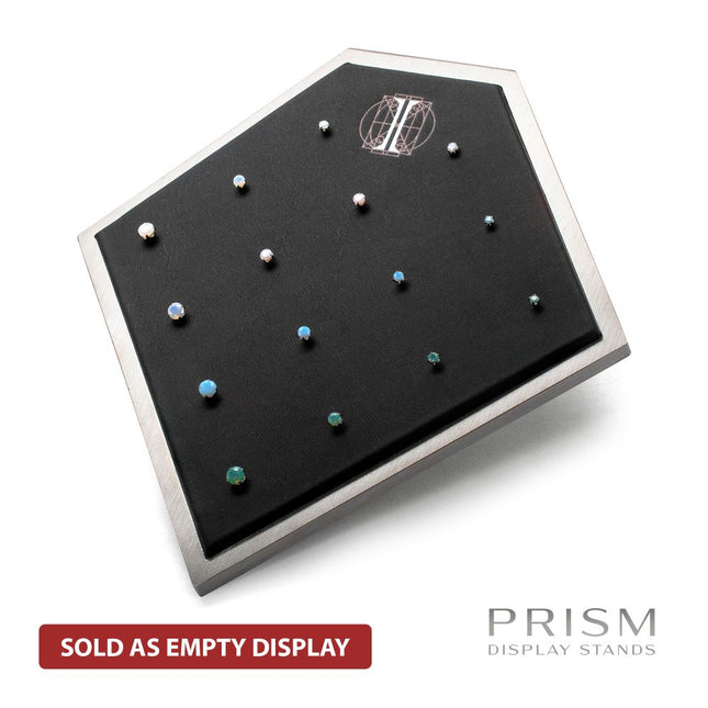 Invictus Brushed Titanium Prism Frame on Black Leatherette with 14-Pin Hole Empty Display Stand for Titanium Threadless Threaded Tops