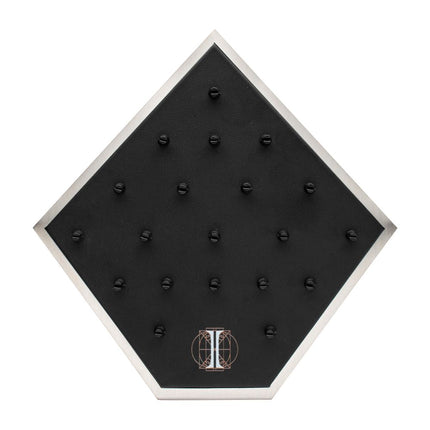 Invictus Brushed Titanium Prism Frame on Black Leatherette with 20-BJ Clip Hole Empty Display Stand for Titanium Jewelry