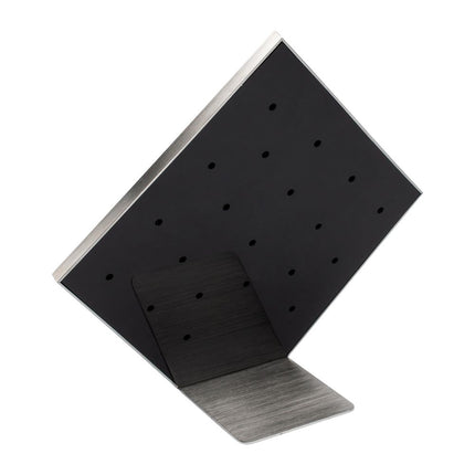 Invictus Brushed Titanium Prism Frame on Black Leatherette with 20-BJ Clip Hole Empty Display Stand for Titanium Jewelry
