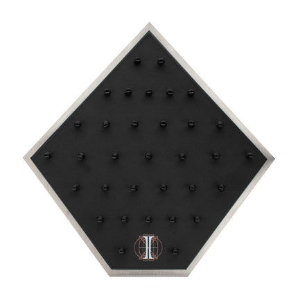 Invictus Brushed Titanium Prism Frame on Black Leatherette with 33-BJ Clip Hole Empty Display Stand for Titanium Jewelry