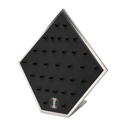 Invictus Brushed Titanium Prism Frame on Black Leatherette with 33-BJ Clip Hole Empty Display Stand for Titanium Jewelry