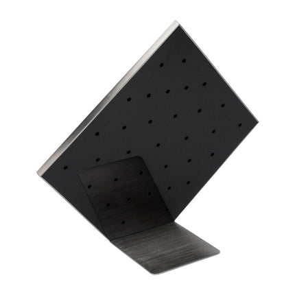 Invictus Brushed Titanium Prism Frame on Black Leatherette with 33-BJ Clip Hole Empty Display Stand for Titanium Jewelry