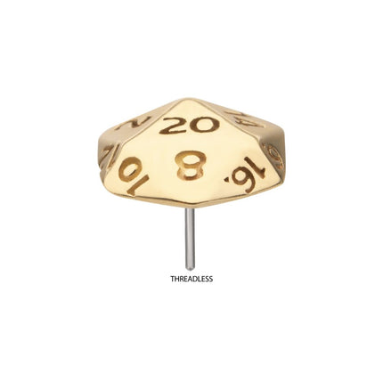 Invictus 14Kt Gold Dungeons & Dragons 3D Flat Back Dice Threadless Top
