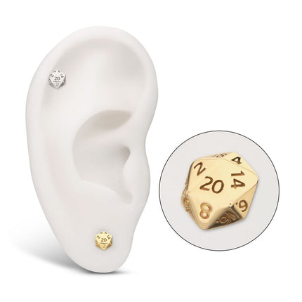 Invictus 14Kt Gold Dungeons & Dragons 3D Flat Back Dice Threadless Top