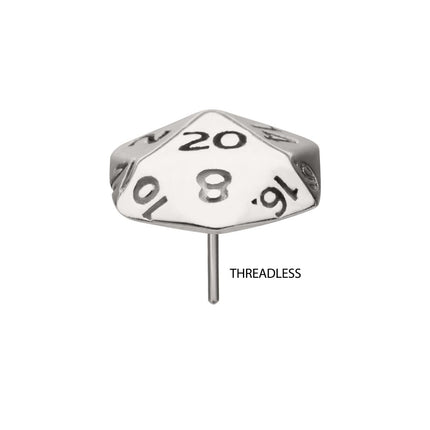 Invictus Titanium Dungeons & Dragons 3D Flat Back Dice Threadless Top