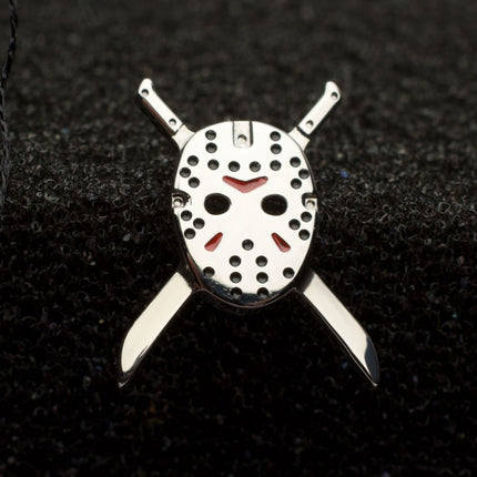 Invictus Titanium Threadless Enamel Friday The 13th Jason Mask with Crossed Machete Top
