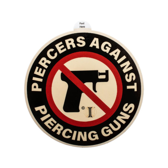 Invictus' Sticker "PIERCERS AGAINST PIERCING GUNS"