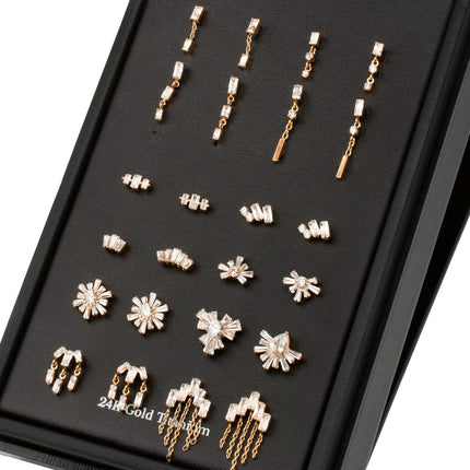 Invictus 24Kt Gold PVD Titanium Baguette Brilliance Threadless Top Collection and Display