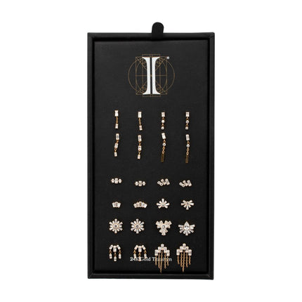 Invictus 24Kt Gold PVD Titanium Baguette Brilliance Threadless Top Collection and Display