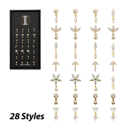 Invictus 24Kt Gold PVD Titanium Threadless Dangle Top Collection and Display