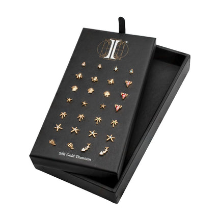 Invictus 24Kt Gold PVD Titanium Ocean Muse Threadless Top Collection and Display