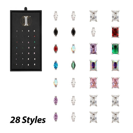 Invictus Titanium Emerald & Marquise Cut Gem Threadless Top Collection and Display