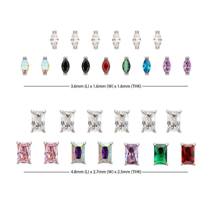 Invictus Titanium Emerald & Marquise Cut Gem Threadless Top Collection and Display