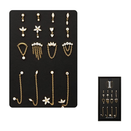 Invictus 24Kt Gold PVD Titanium Threadless Gem Dangle Top Collection and Display