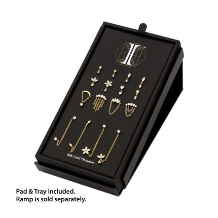 Invictus 24Kt Gold PVD Titanium Threadless Gem Dangle Top Collection and Display
