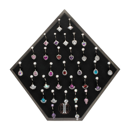 Invictus Titanium Internally Threaded Multi-Gem Decorative Fixed Bottom Navel Collection and Display