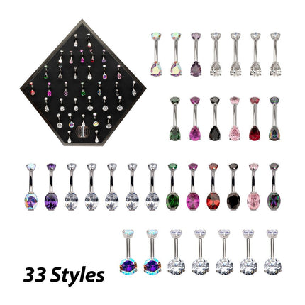 Invictus Titanium Internally Threaded Double Prong Set Gem Fixed Bottom Navel Collection and Display