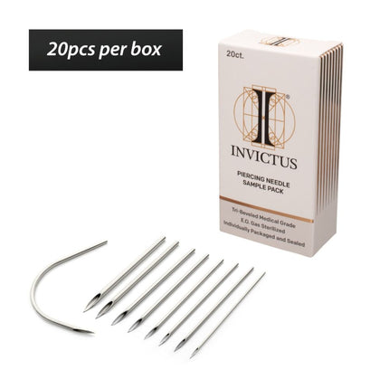 Invictus Tri-Beveled Ultra-Sharp Tips Uncoated Piercing Needles Sample Pack (20 needles per box)