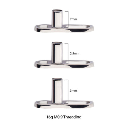 Invictus Titanium Internally Threaded 16g post with M0.9 Threading Microdermal V2 Anchor Base