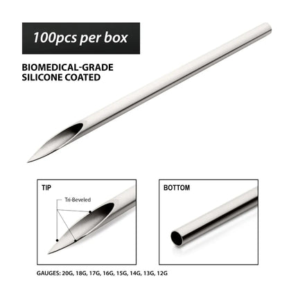 Invictus Tri-Beveled Ultra-Sharp Tips Biomedical-Grade Piercing Needles