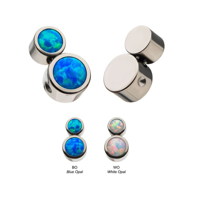 Invictus Titanium 2-Bezel Set Synthetic Opal Cluster Dimple Bead