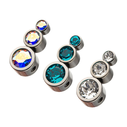 Invictus Titanium 3-Bezel Set Swarovski Crystal Cluster Dimple Bead
