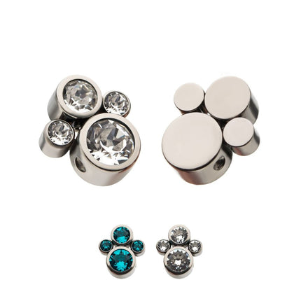 Invictus Titanium 4-Bezel Set Swarovski Crystal Cluster Dimple Bead