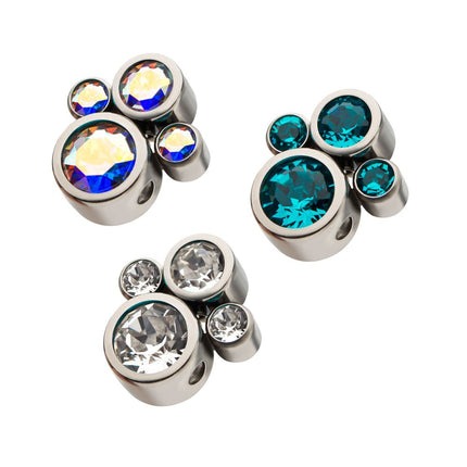 Invictus Titanium 4-Bezel Set Swarovski Crystal Cluster Dimple Bead
