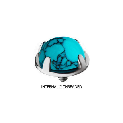 Invictus Titanium Internally Threaded Prong Set Turquoise Tops