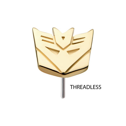 Invictus 14Kt Yellow Gold Transformers Decepticon Logo Threadless Top